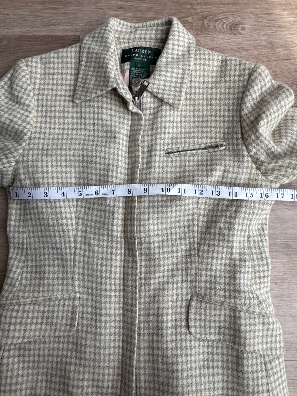 Lauren Ralph Lauren Women's Size 4P 100% Wool Houndstooth Blazer Jacket - Picture 5 of 7